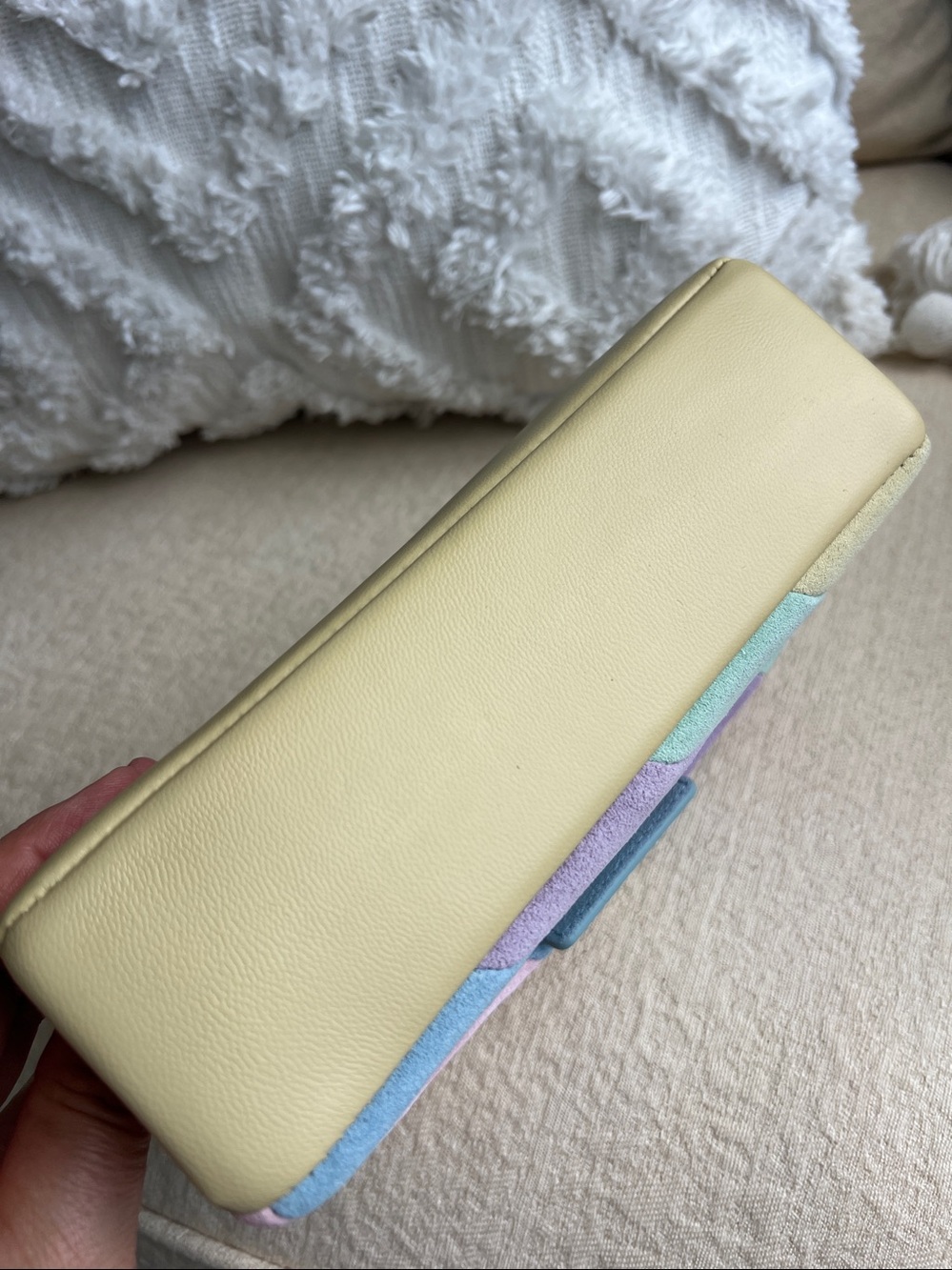 Kurt Geiger Kensington rainbow Mini shoulder crossbody suede leather bag pastel - Picture 17 of 17